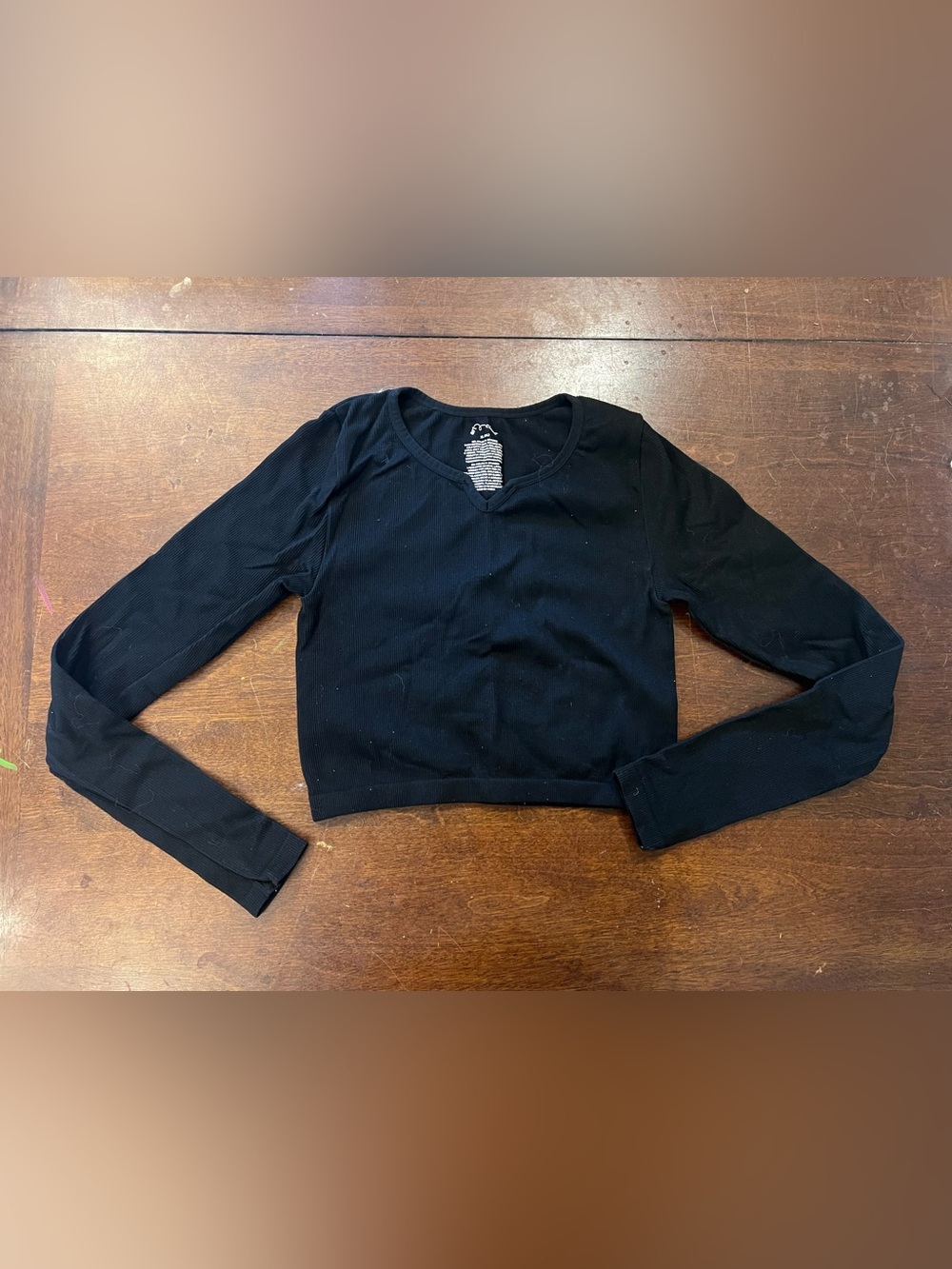 art class girls Black Ribbed Scoop-Neck Long Sleeve shirt size XL